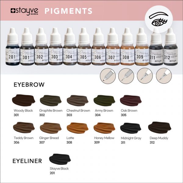 Stayve Organic SPMU Eyebrow & Eyeliner Pigments - Starter Kit - 12 colours image 2